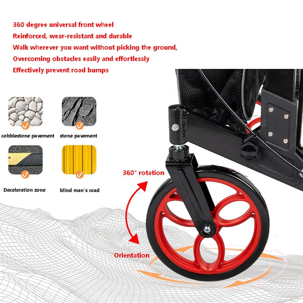 andador para exteriores,Andador para Ancianos Todoterreno,Andadores para Ancianos 4 Ruedas con Asiento,Andador de Aluminio Plegable,altura ajustable A