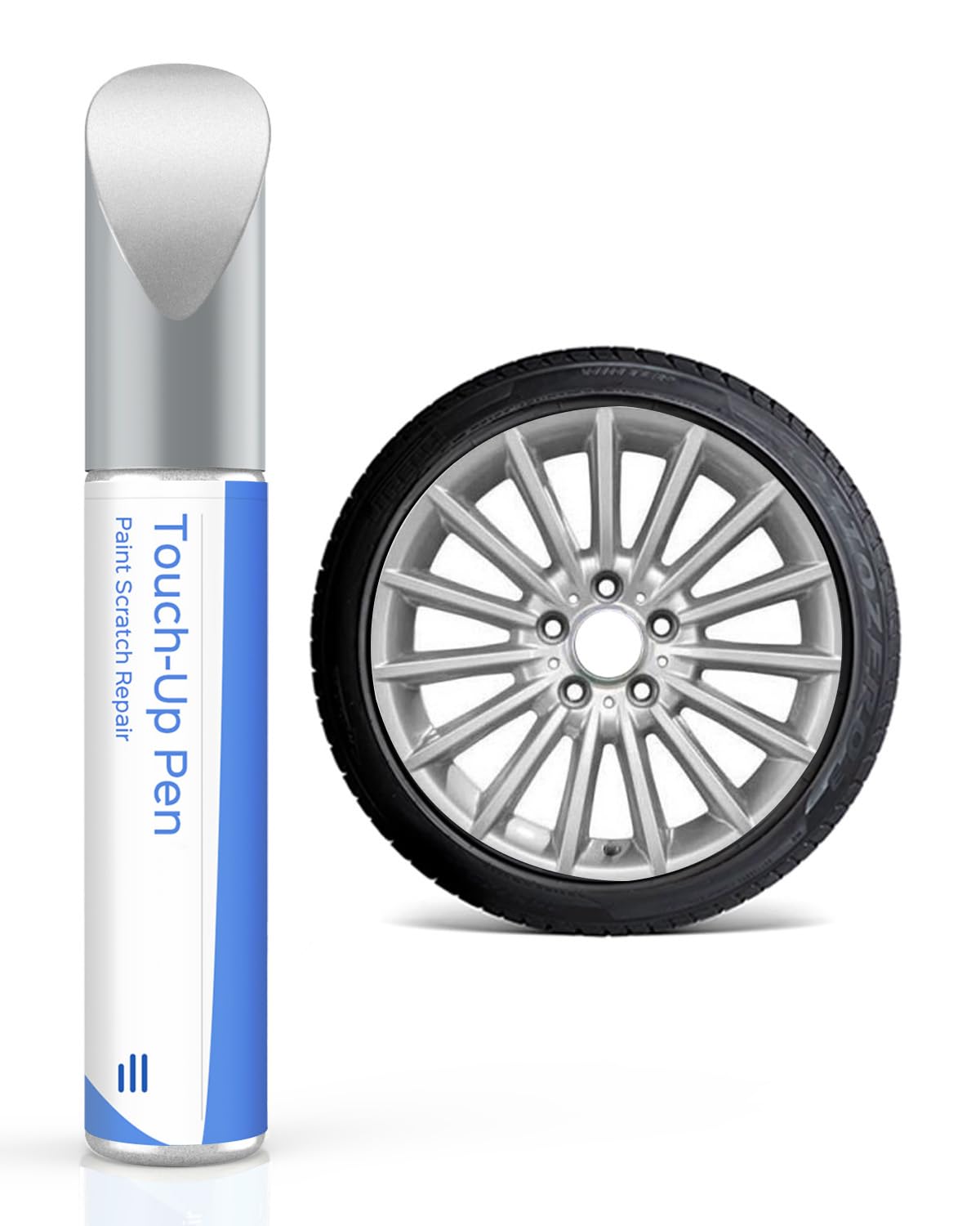 Pintura para retoques de llantas de plata refleja, compatible con llantas de BMW, reparación de daños en bordillos con pintura a juego de colores