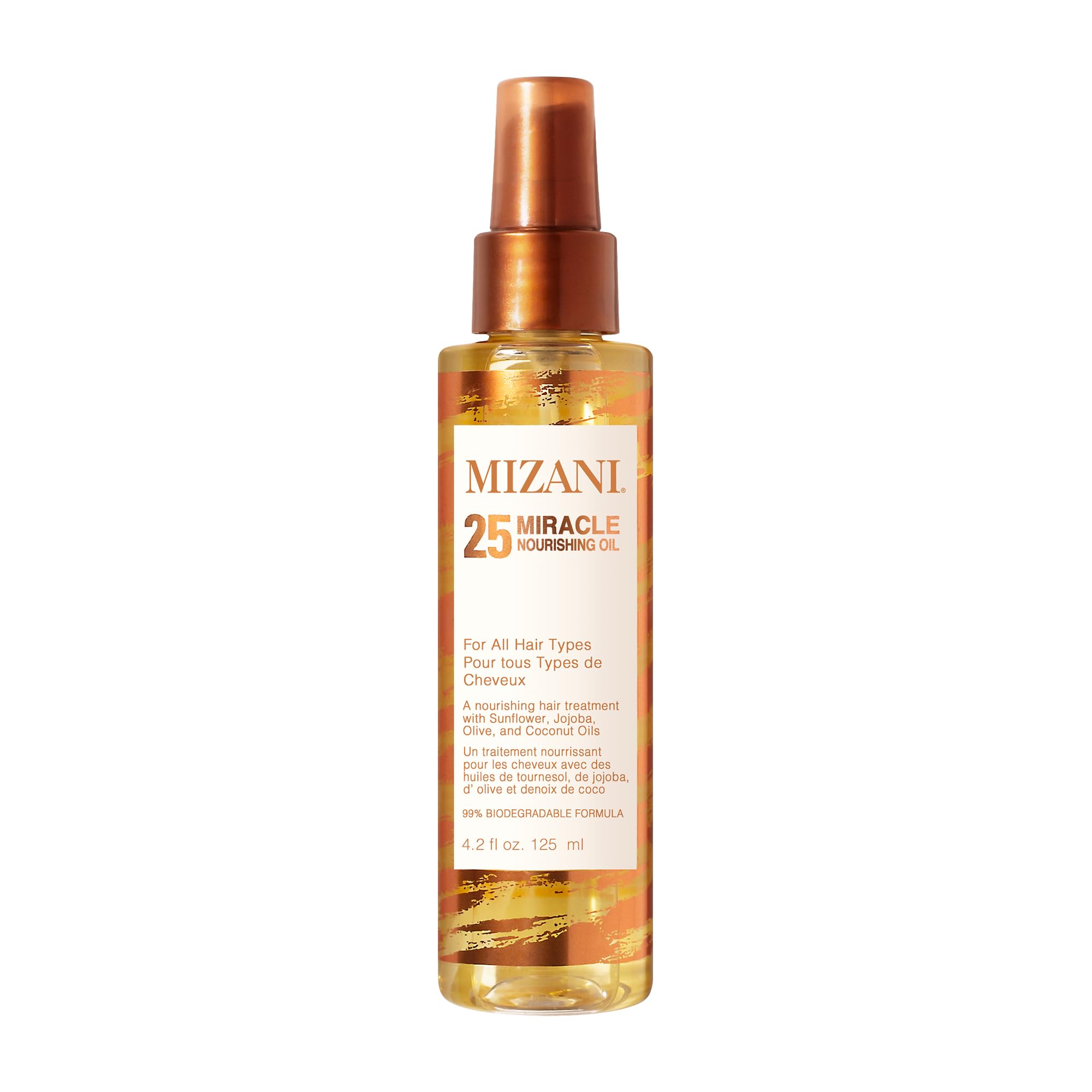 Mizani Nourishing Hair Oil, For All Hair Types, Moisturising and Softening Hair Treatment, Infused with Coconut and Jojoba Oil, 25 Miracle Nourishing Hair Oil, 125ml
