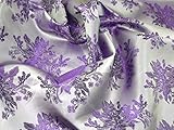 Farbe: Lila. Minerva Crafts Brokatstoff, Blumenmuster, gewebt, Lila, Meterware
