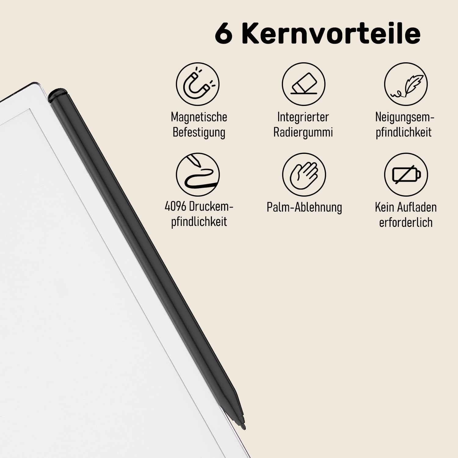 Stylus Pen für Remarkable 2 Stift, EMR Stift mit Radiergummi, 4096 Druckstufe, Handflächenabweisung, Magnetischer Adsorption, EMR Pencil geeignet für Kindle Scribe/Remarkable 2/1