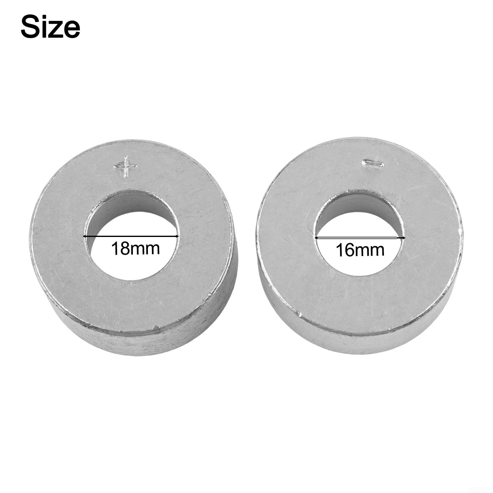 Set di 2 attrezzi per riparazione dei poli della batteria, per auto, manicotti in metallo, 16 mm e 18 mm, per la riparazione di connettori della batteria, argento