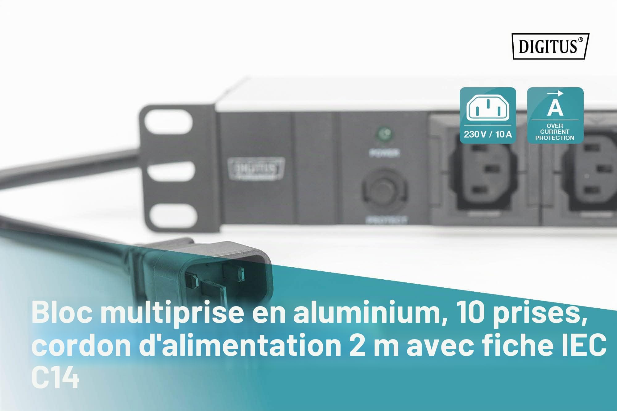 DIGITUS Multiprise 19 Pouces – 10 Prises C13 – 1U