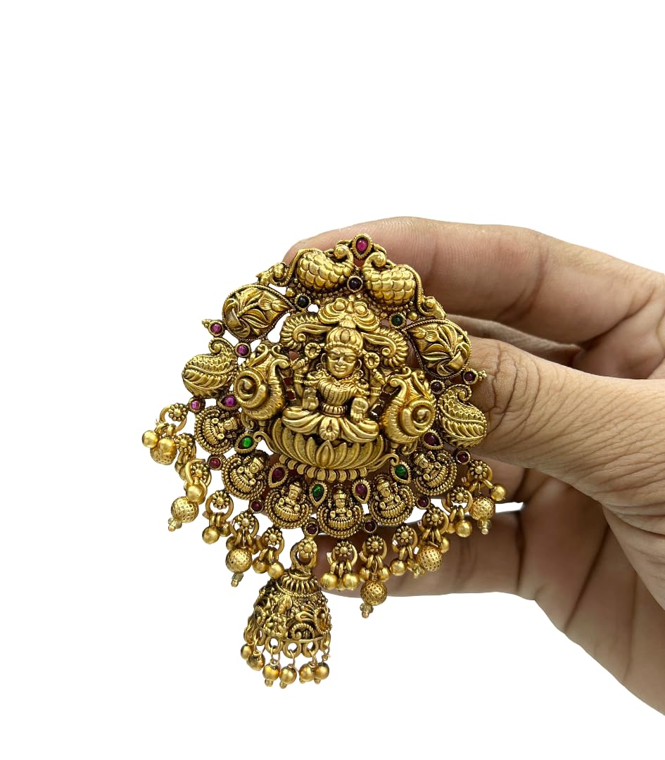 KGR Splash Lakshmi Design Gold Plated Matt Finish jhumki Hanging Single Short Jada Billai For Hair - Review, Price and Buying Guide