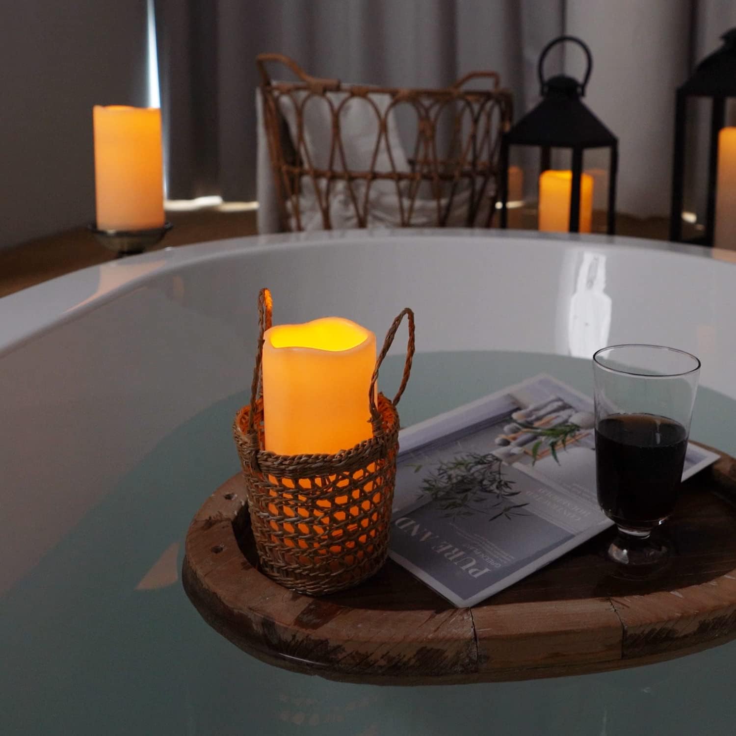 Amagic 3" x 6" Outdoor Waterproof Flameless Candles, Battery Operated Candles with Remote and Timer, Flickering Electric LED Pillar Candle for Outdoor Patio, Garden, Indoor Room Decor, Ivory, Set of 6