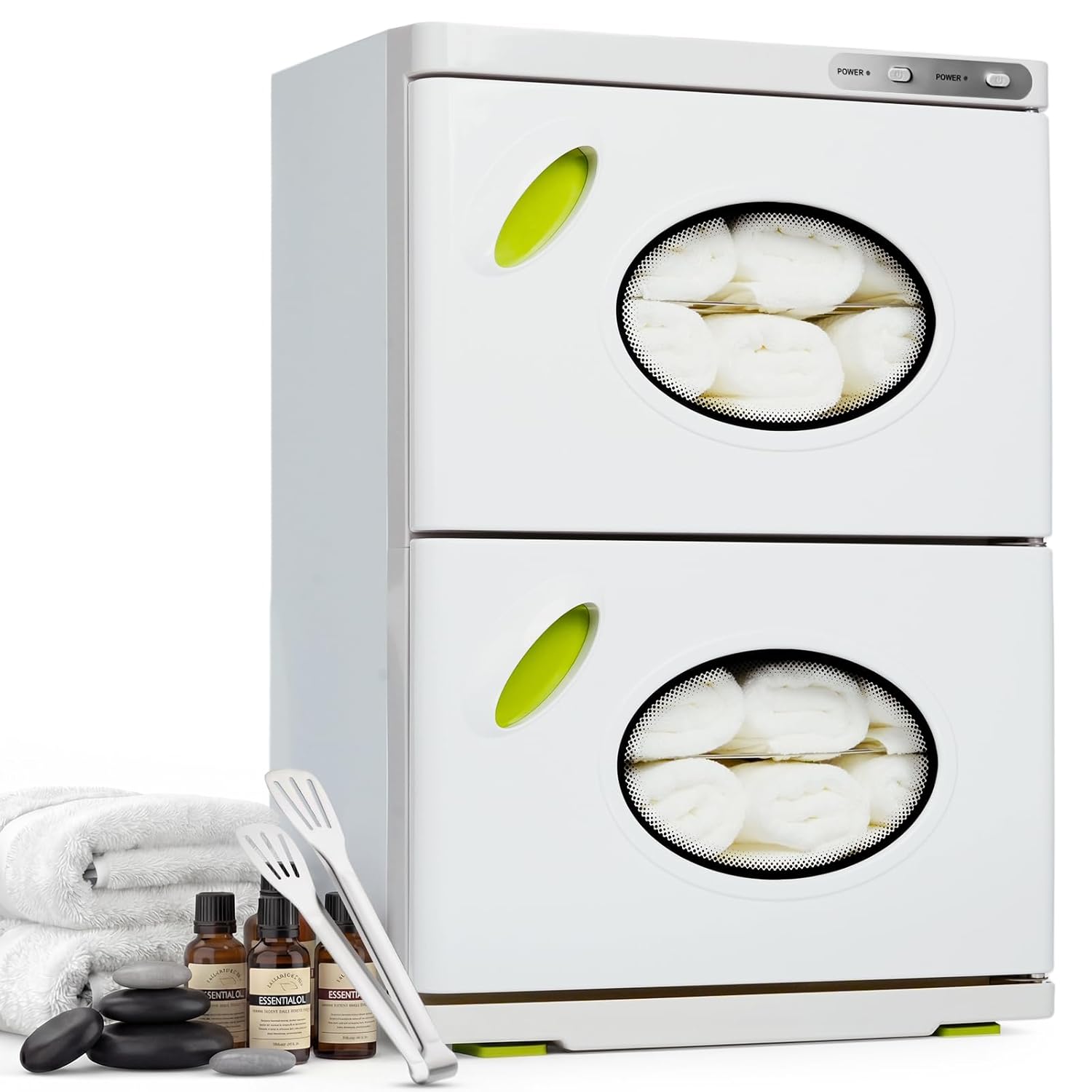 46L Hot Towel Warmer, Large Capacity Spa Towel Warmer with Double Cabinets, Professional Towel Warmer Cabinet with Clip & 4 Racks for Salon, Barber Shop, Massage, Facial