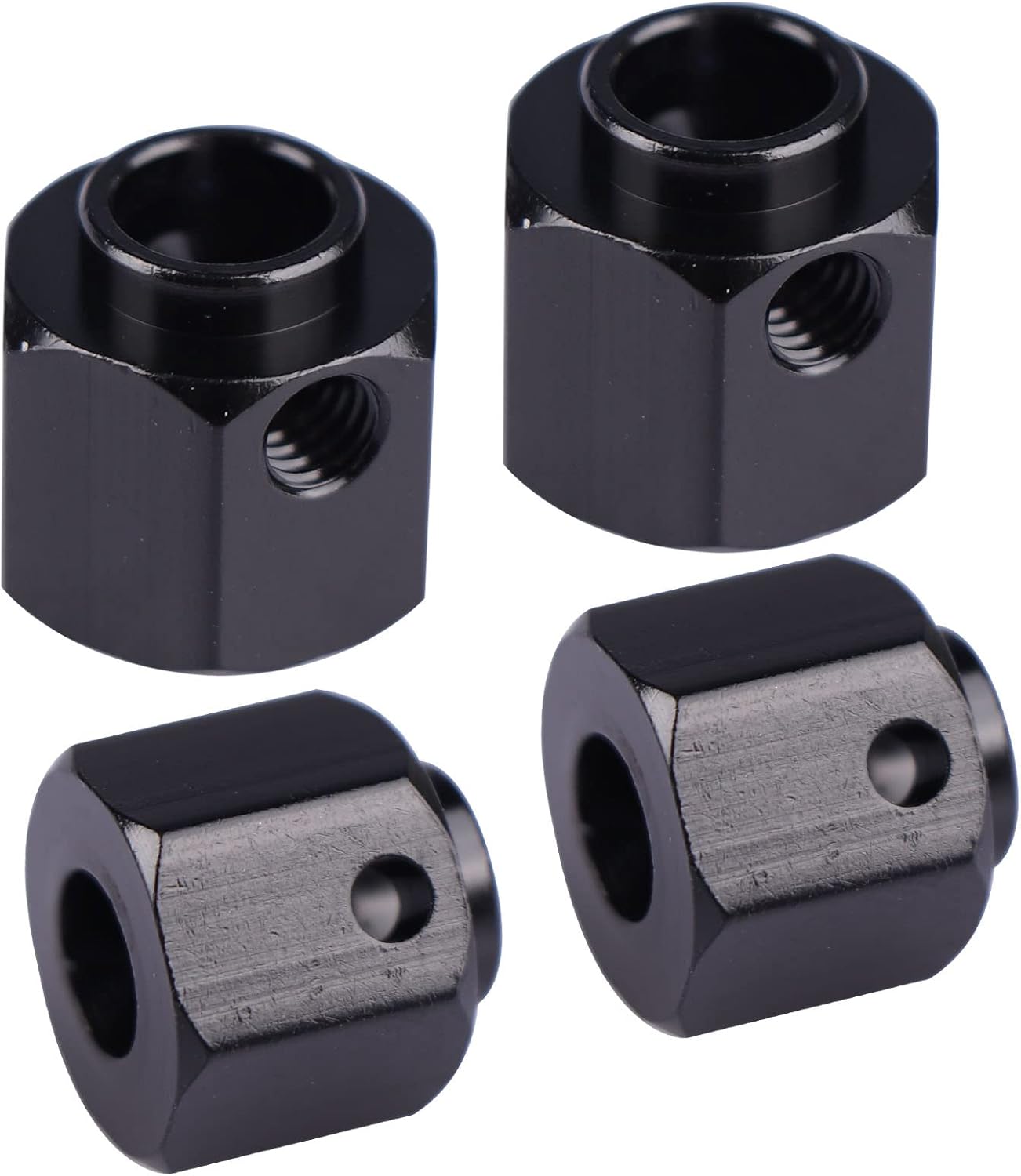 AIMROCK Aluminum 12mm Hex Wheel Hubs 10mm Offset Spacers Adapters for 1/10 TRX4 TRX6 RC Crawler Truck (Black, 10mm)
