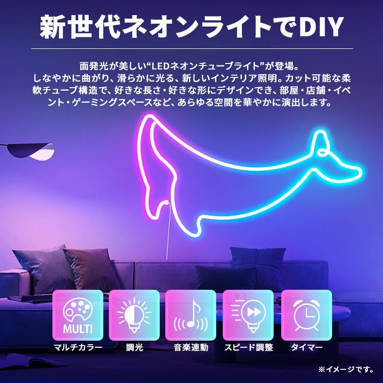 Amazon.co.jp: バラエティ本舗 LED ネオンライト チューブ ロープ 5m