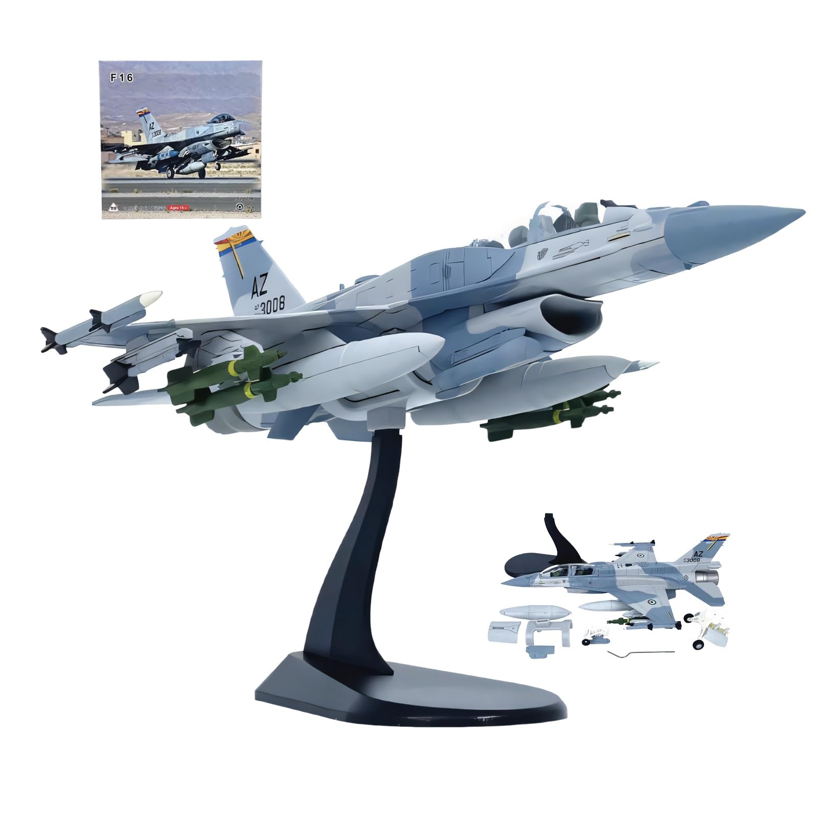 Modello aereo caccia militare F-16F in scala 1:72 in metallo pressofuso con espositore vernice mimetica Velivolo lega altamente dettagliato for collezionisti adulti Decorazione