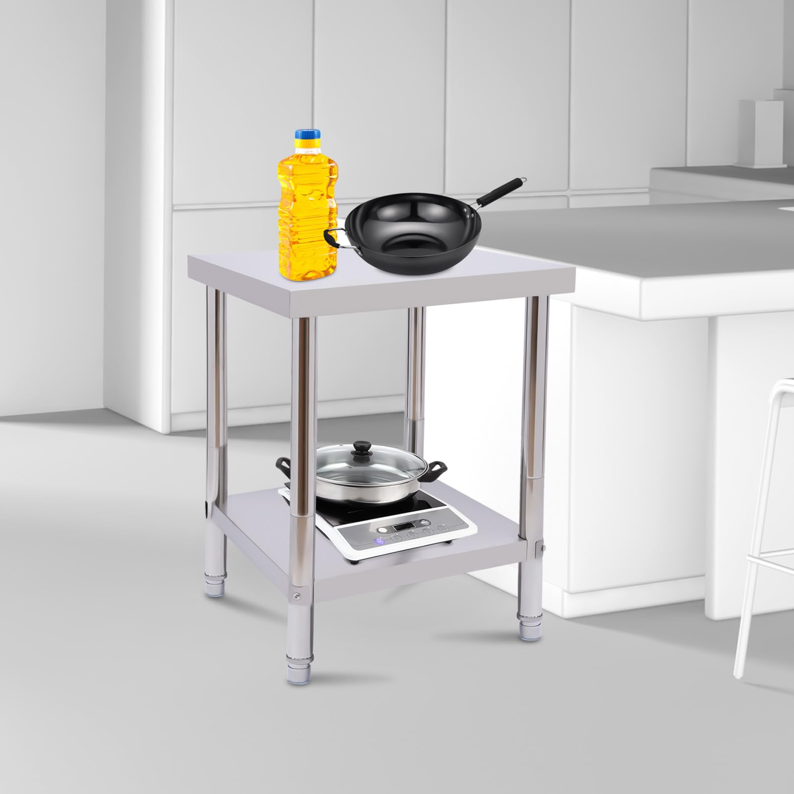 Tavolo 3 Ripiani 80x40 Tavolo Acciaio Inox 3 Livelli Tavolo Da - 3