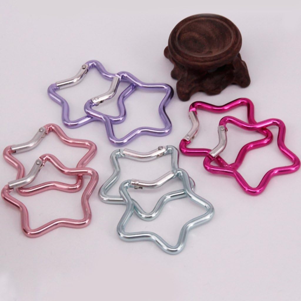 Star Carabiner, Star Shaped Climbing Buckle, Aluminum Alloy Heavy Duty Keyring Hook for Camping Fishing Hiking Traveling Aluminum Key Chain Clip Accessories (Blue) - Image 2