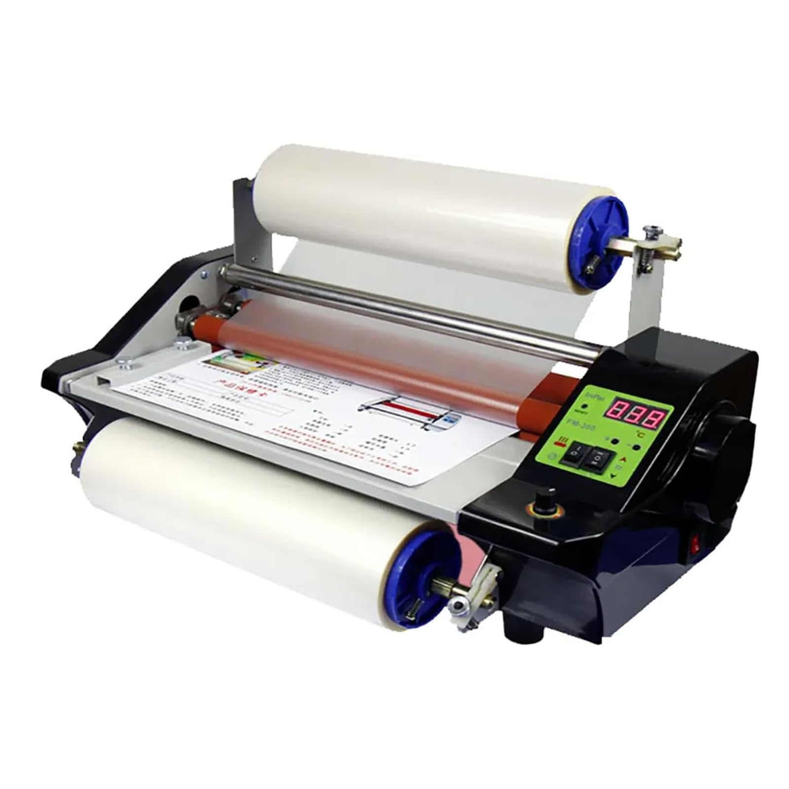 Macchina Laminazione Professionale, Plastificatrice Caldo Freddo Regolazione Continua della velocità 0-200 ℃ (Staffa Non Inclusa), Larghezza Laminazione: 0-35 Cm, per Uso Commerciale