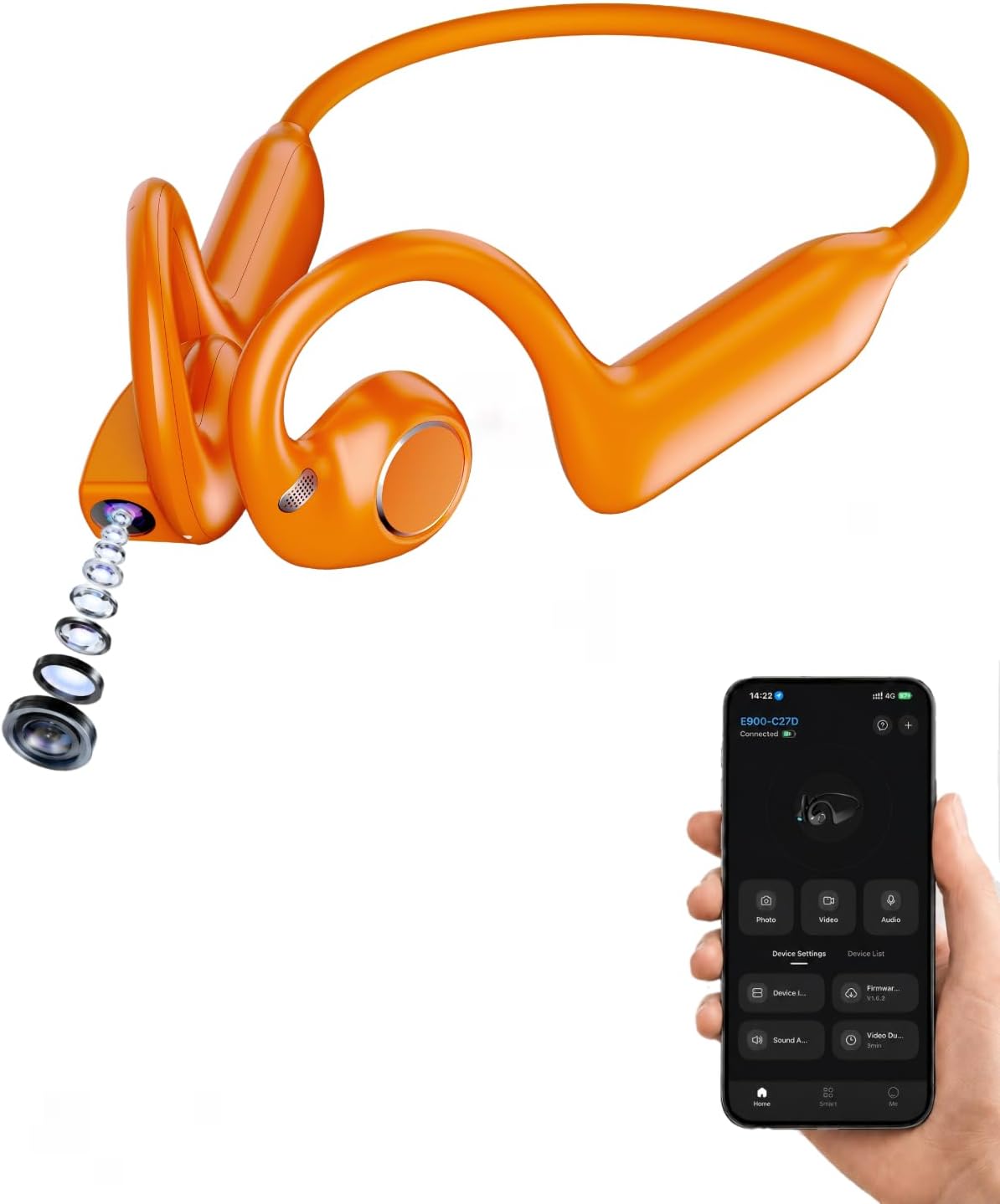 E12 Bone Conduction Headphones With Camera, AI Translation with ChatGpt