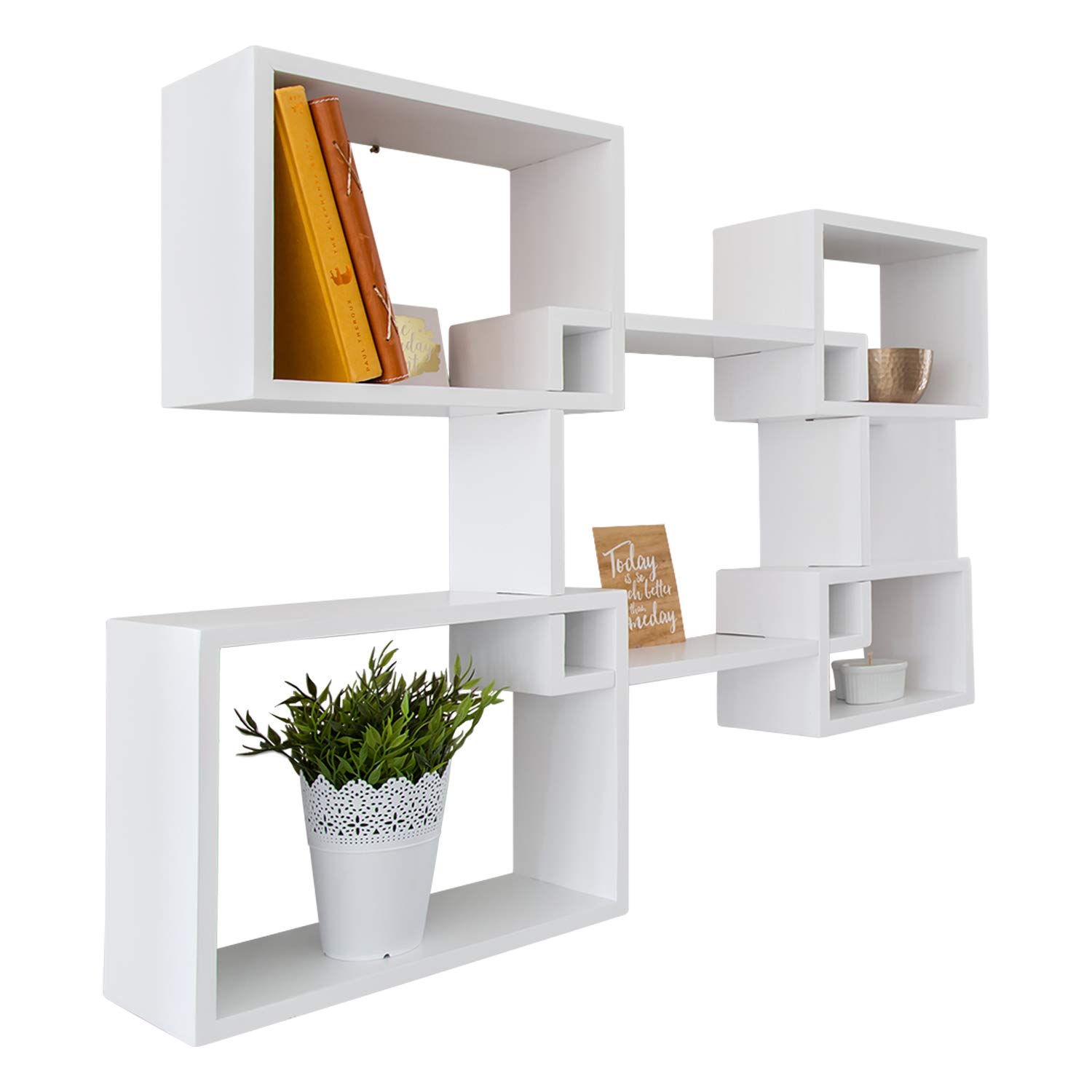 Buy Modern Wall Mounted Square Shaped Floating Shelves Set of 5