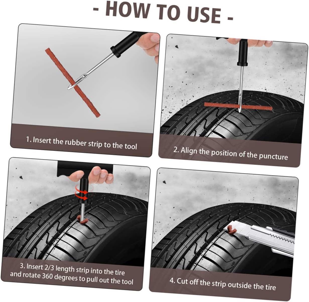 CHILDWEET 100pcs Rubber Tire Repair Strips for Motorcycle and Bicycle Tires