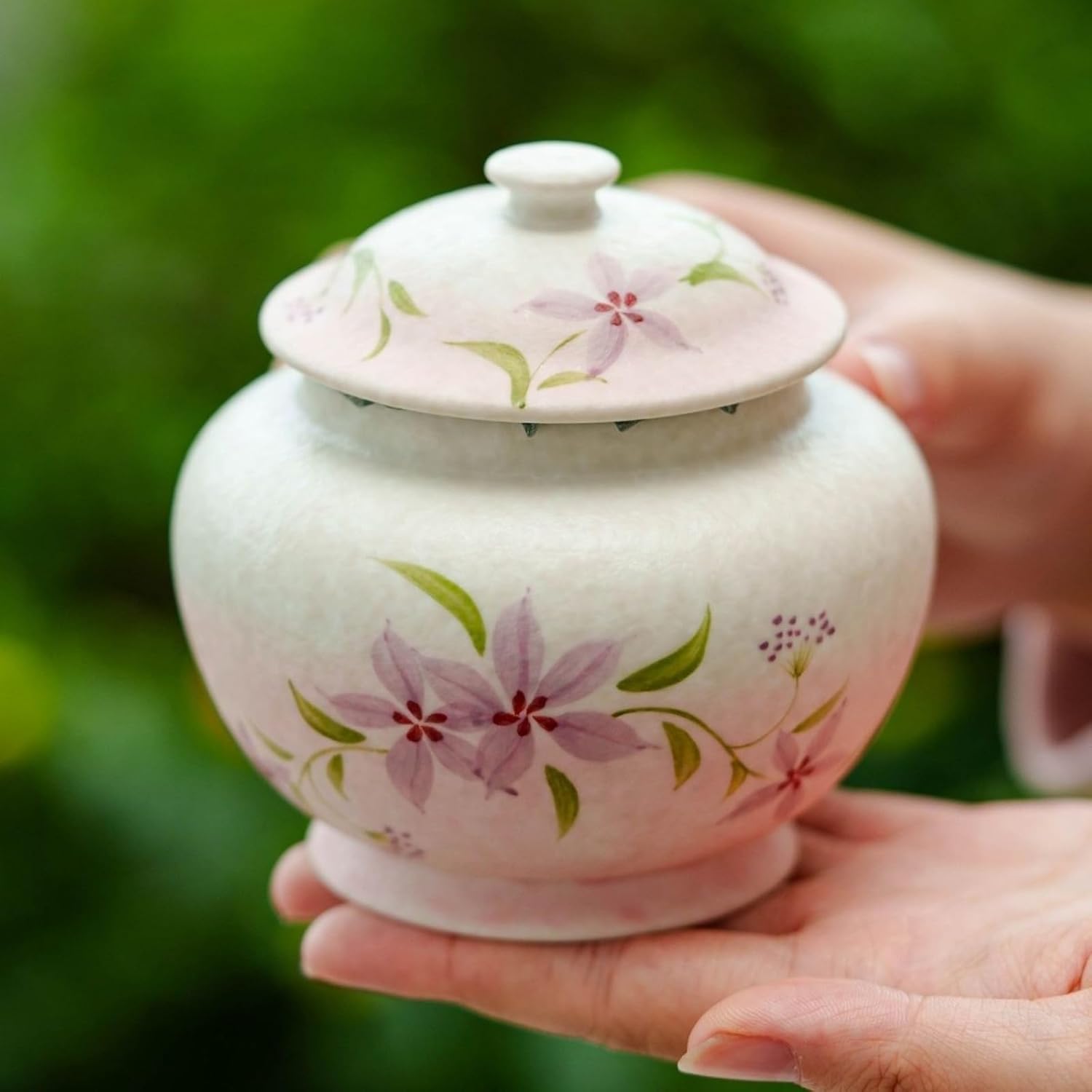 Hand-drawn Ceramics Tea Canister, 263ml 8.8oz, Sealed Storage Tank Tea Set Accessories