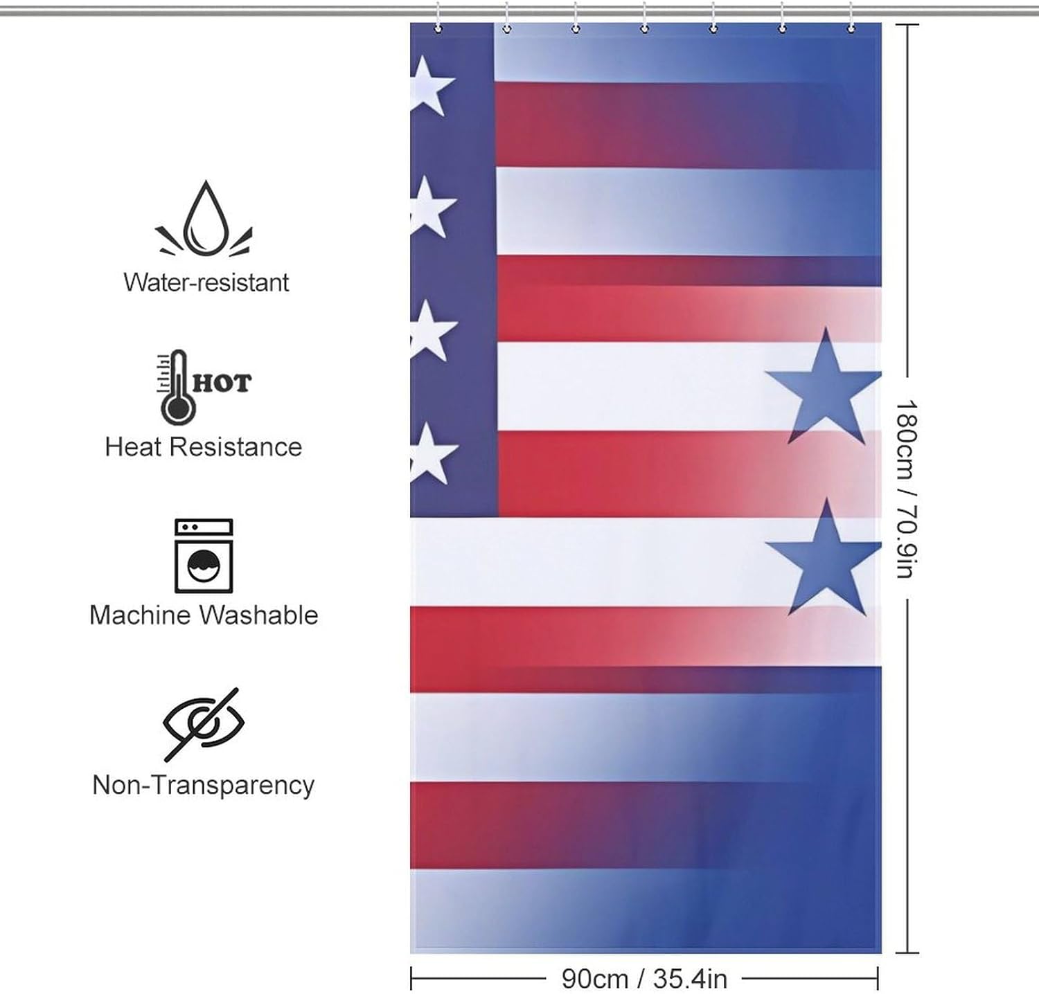 U.S. Honduras Flag Funny Shower Curtains Washable Bath Curtain Liner with Hooks for Bathroom Bath Tubs