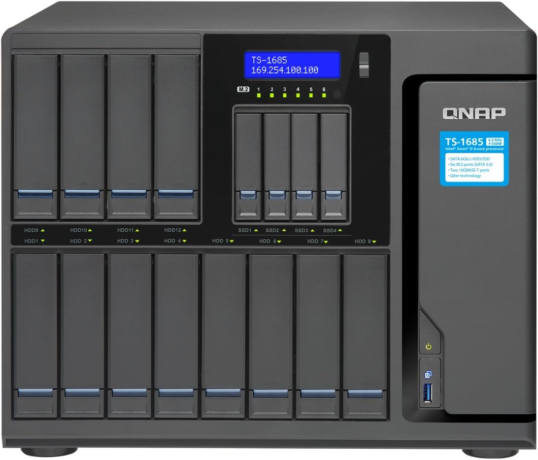 Discount 80% QNAP TS-1685-D1531-16G-US 12 (+4) Bay High-Capacity iSCSI NAS, Intel Xeon 6-core 2.2GHz, 16GB RAM, SATA6G, 4 x 1GbE, 2 x 10GbE (Base-T), 40GbE-Ready Discount 70% QNAP TS-1685-D1531-16G-US 12 (+4) Bay High-Capacity iSCSI NAS, Intel Xeon 6-core 2.2GHz, 16GB RAM, SATA6G, 4 x 1GbE, 2 x 10GbE (Base-T), 40GbE-Ready