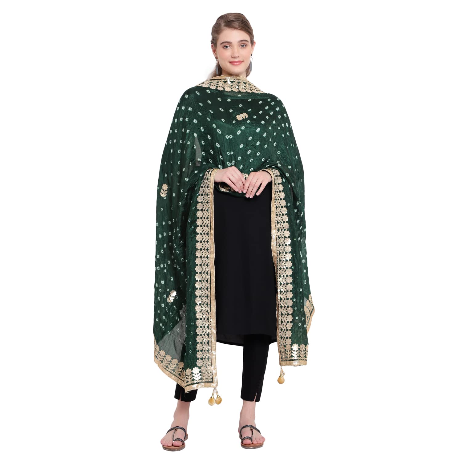 karthav fashion Karthav FashionSilk Bandhani Bandhej multi- coloured Dupatta with Gotta patti work For Women-picture-17