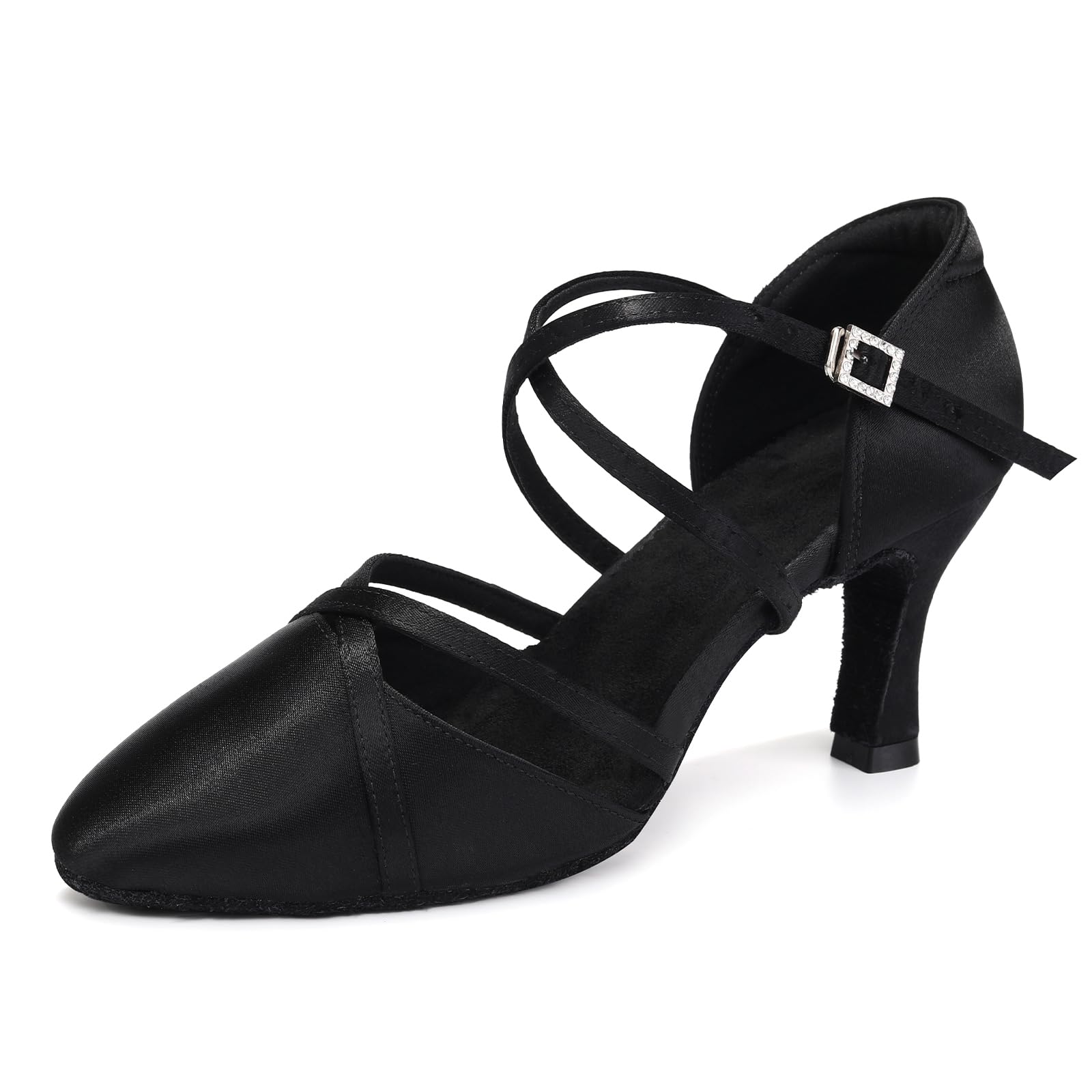 HROYL Damen Latein Tanzschuhe Salsa Ballsaal Satin Latein Geschlossen Tanzschuhe Standard und Latein,EM933