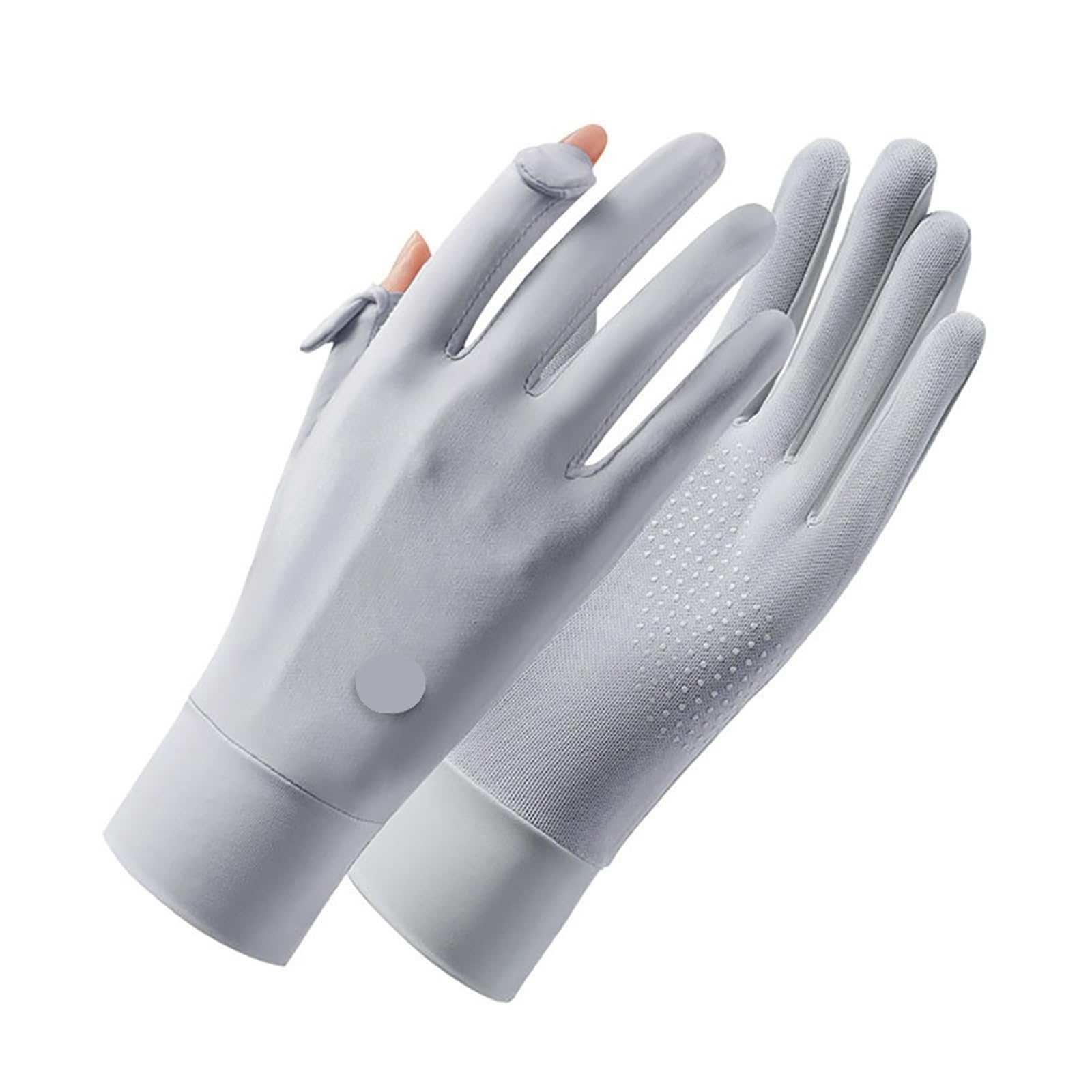 JMORCO Sun Gloves Summer Breathable Ice Silk Gloves Women Sunscreen Fashion Non Slip Finger Flipping Riding Thin Anti UV(Grey)