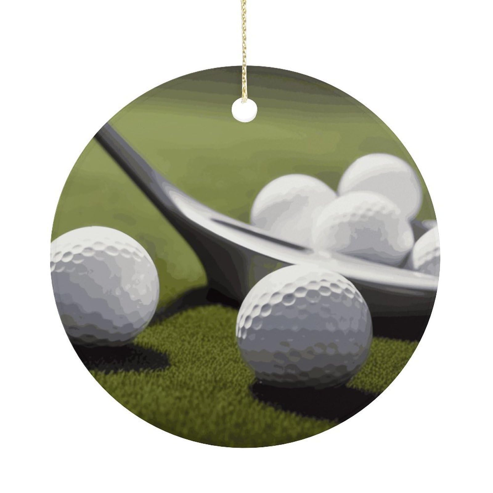 Golf Christmas Ornaments Colorful Round Ceramic Ornament Christmas Hanging Decor Christmas Tree Decorations Xmas Keepsake for Women Men Xmas Holiday Party