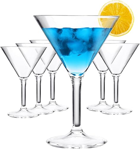 Miniatura 6 de Vasos de Martini transparentes acrílicos irrompibles  Juego de 6 tazas de cóctel de estilo europeo inastillables 100% Tritan Drinkware, 10 onzas