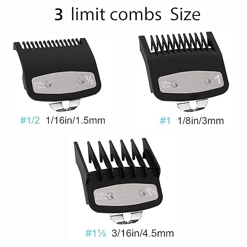 Miniatura 2 de Paquete de 3 protectores de corte de alta calidad compatibles con Wahl cortapelos con clip de metal, 3 longitudes de corte de 1 12 pulgadas, 12