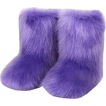 Girls Warm Winter Faux Fur Snow Boots Fuzzy Fluffy Furry Bootie
