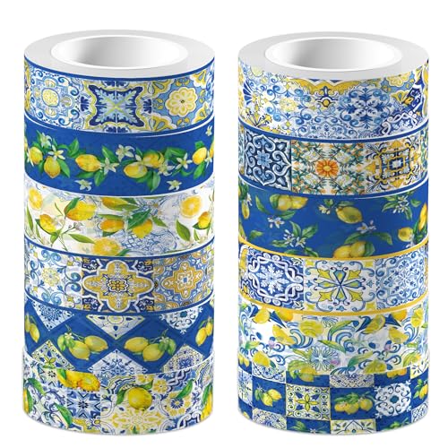 Cinta washi de limón con patrón rojo de palmera sangrienta de alta adherencia manual