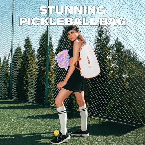 VINSGUIR Pickleball Paddles Set of 2, USAPA Approved Fiberglass Surface Pickleball Paddles, Pickleball Rackets with Pickleball Balls and Pickleball Bag, Pickleball Set Gifts for Women Men