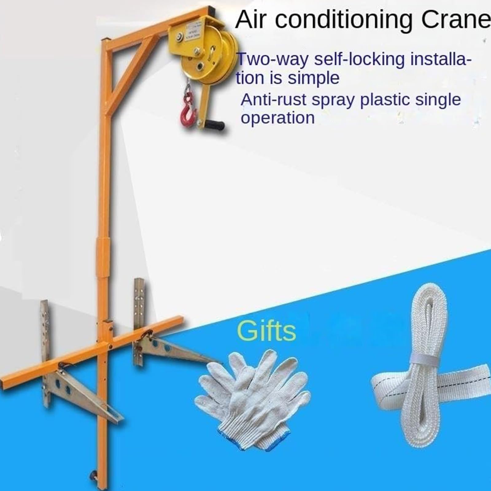 Châssis De Levage Groupe Extérieur Climatiseur, Treuil + Support Autobloquant, Pose De Monte-Charge Groupe Extérieur Climatiseur, Outils De Démolition Haute Altitude,10m