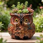 Colorful Owl Planter, Funny Owl Sucuulent Plant Pots Indoor/Outdoor, Decorative Garden Flower Pot, Cute Small Planters Desk Home Office Decor, Brush Pencil Pen Holder, Gifts for Women Mother, Yellow
