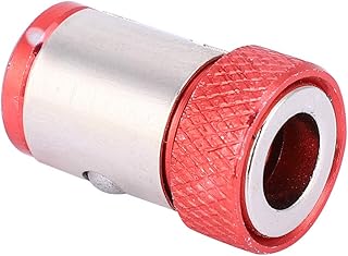 5Pcs Screwdriver Magnetic Ring Anti Slip Aluminum Alloy Strong Magnetic Screw Fixing Accessories for 1/4 Screwdriver Bits (Red)