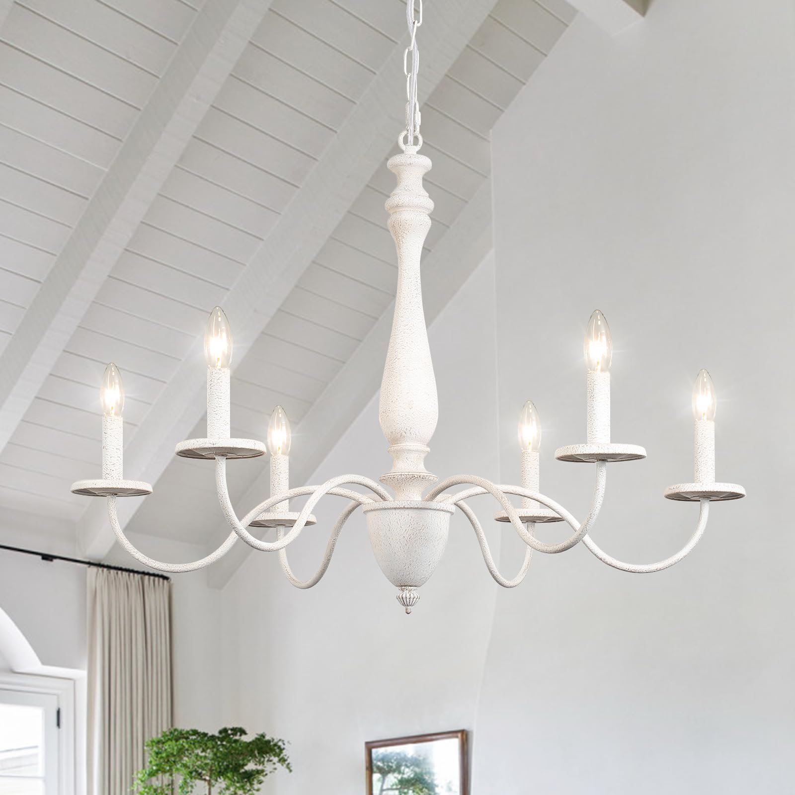 Photo 1 of Farmhouse Chandelier 6-Light French Country White Chandeliers Dining Room