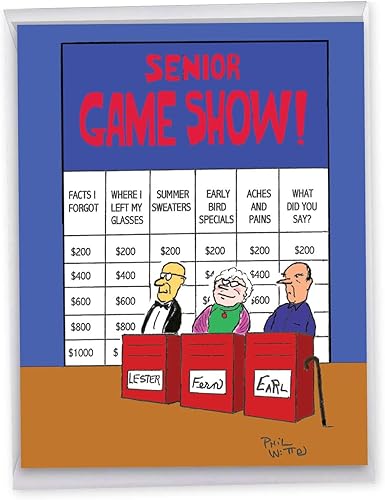 NobleWorks - Tarjeta de felicitación de cumpleaños divertida extragrande de 8.5 x 11 pulgadas con sobre (paquete de 1) grande, Jumbo Bday Senior