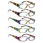SIGVAN 5 Pack Spring Hinge Reading Glasses Rectangular Fashion Quality Readers for Men and Women (Mix Colors, 5.00, x)