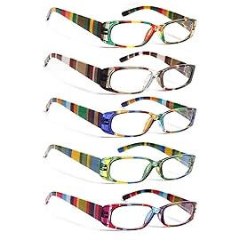 SIGVAN 5 Pack Spring Hinge Reading Glasses Rectangular Fashion Quality Readers for Men and Women (Mix Colors, 2.00, x)