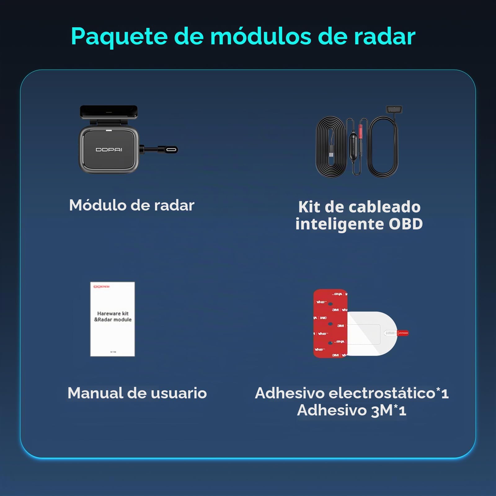 DDPAI Radar con Detección de Movimiento por IA, Grabación Automática al Activarse, Solo para Dash CAM N5 Dual, Modo de Estacionamiento 72h con Hardwire Kit Incluido