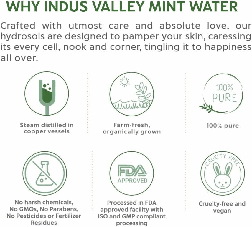 INDUS VALLEY Organic Mint Fresh Pore Tightening Skin Toner - (250ml), Natural Ingredients for Acne and Pore-Reducing, Gently Exfoliates, Deep Cleans, Brightens and Balances Skin for a Healthy Glow - Image 6