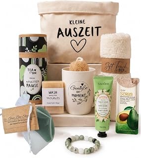 Wellness Geschenkset für Frauen Kleine Auszeit | Wellnessgeschenk Geschenkkorb Frau | Geschenktasche | Geschenke für Freundin | Geburtstagsgeschenk für Frauen | Entspannung Geschenk