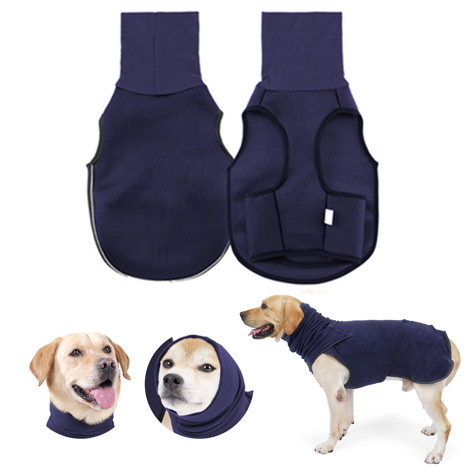 DAVBNM Dog Anxiety Jacket, Calming Dog Anxiety Jacket, Reflective Strips Calming Coat for Noise and Stress Relief