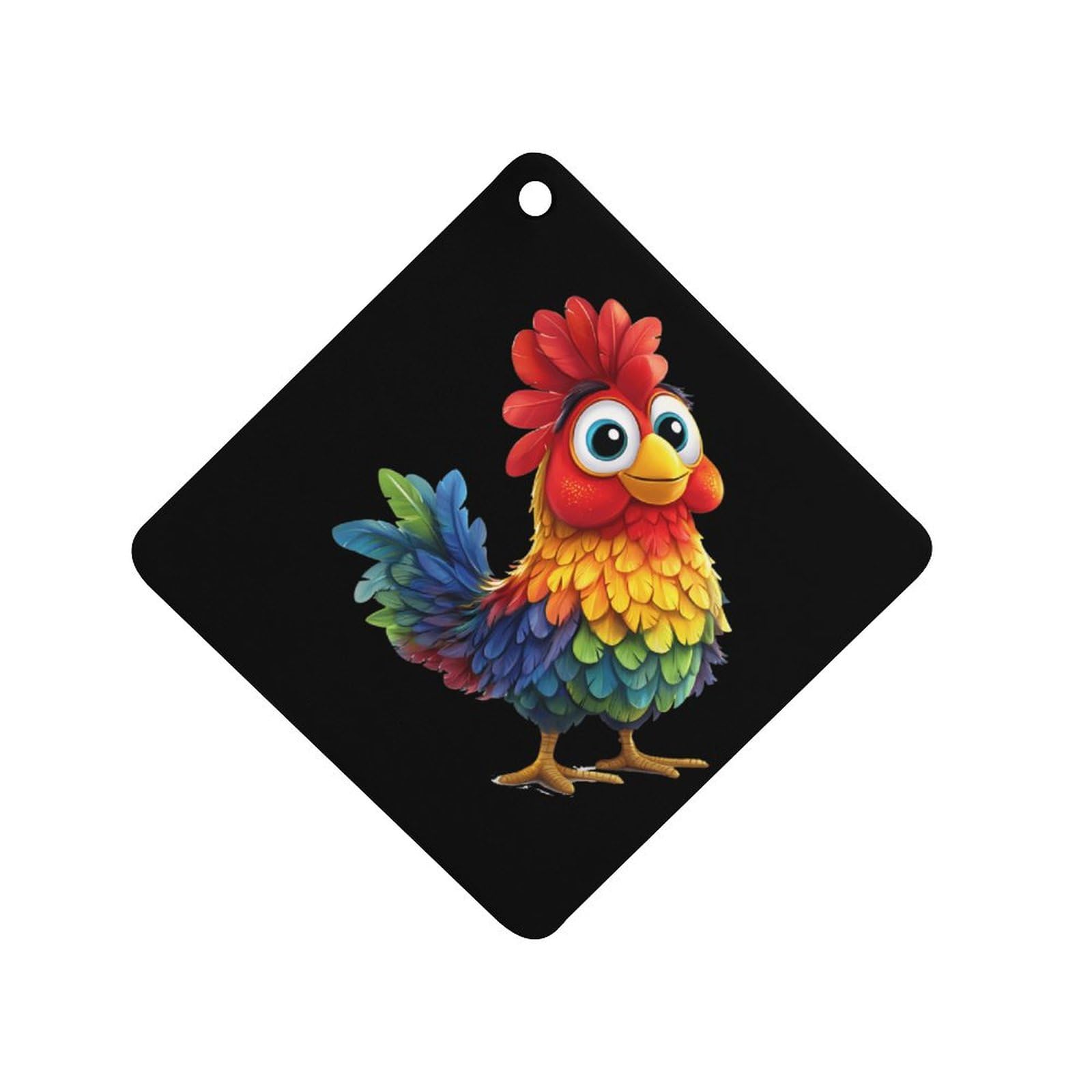 Rooster Chicken Car Air Freshener Hanging Aromatherapy Tablets for Car Accessories Rhombus