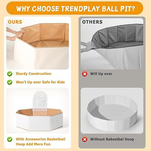 Miniatura 5 de TRENDPLAY Piscina de bolas octogonales plegable grande, da rienda suelta a la diversión para niños y mascotas, portátil e ideal para niños pequeños