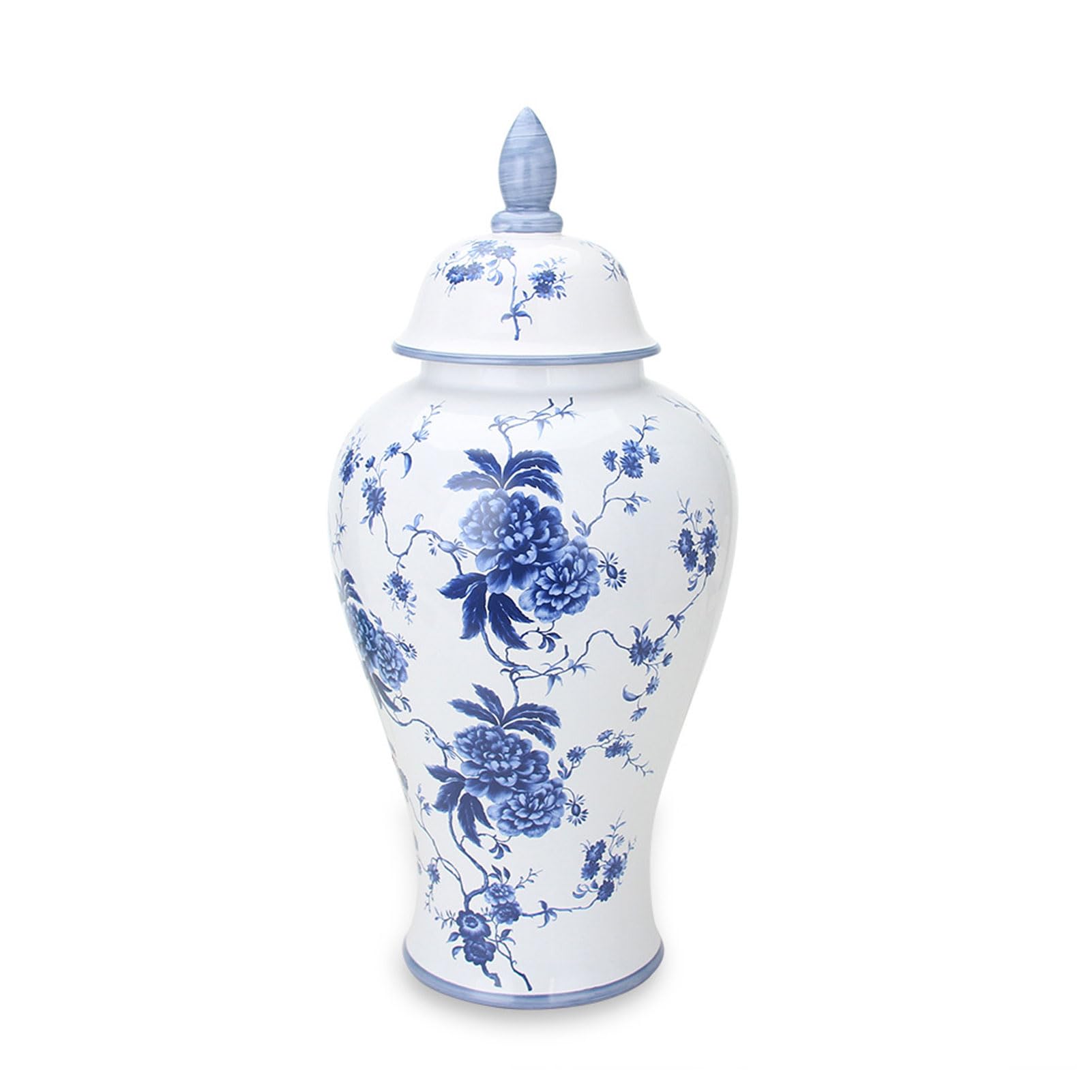 Pot de rangement et pot de gingembre en porcelaine avec couvercle floral pour décoration de table