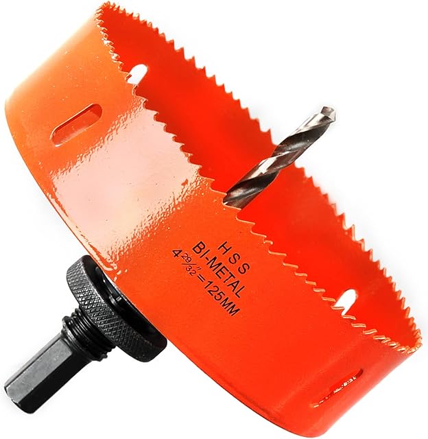 125mm Wood Hole Saw, Extra Solid HSS Bi-Metal Drill Bit Circle Cutter for Drywall, Plywood, Fiberboard and Pipe Vent