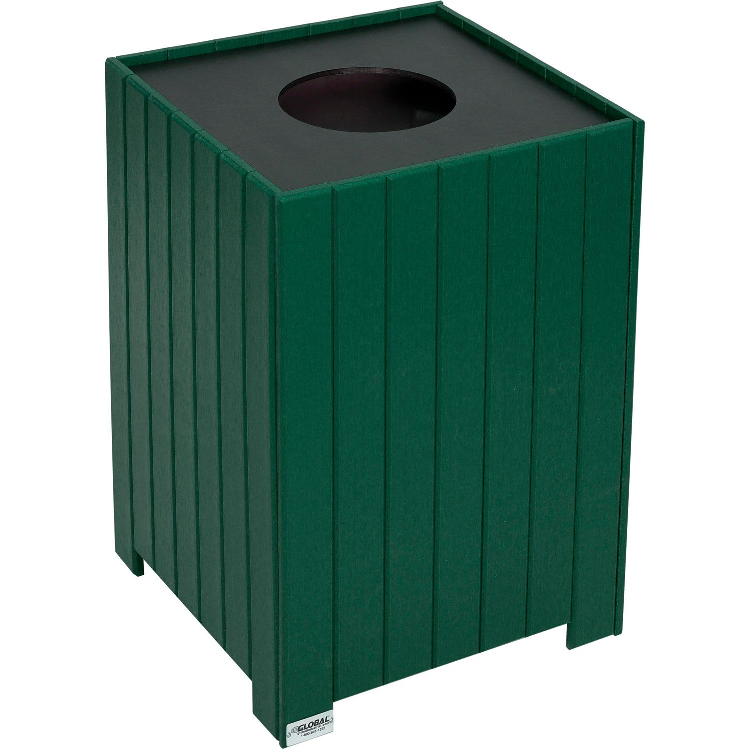 Global Industrial Square Recycled Plastic Receptacle W/Liner, 32 Gallon, Green
