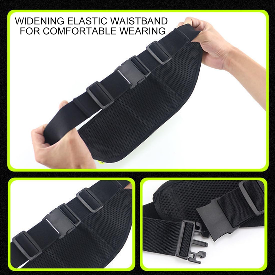Sac Banane Porte Téléphone Course à Pied - Ceinture Sport Étanchée Réglable Noir