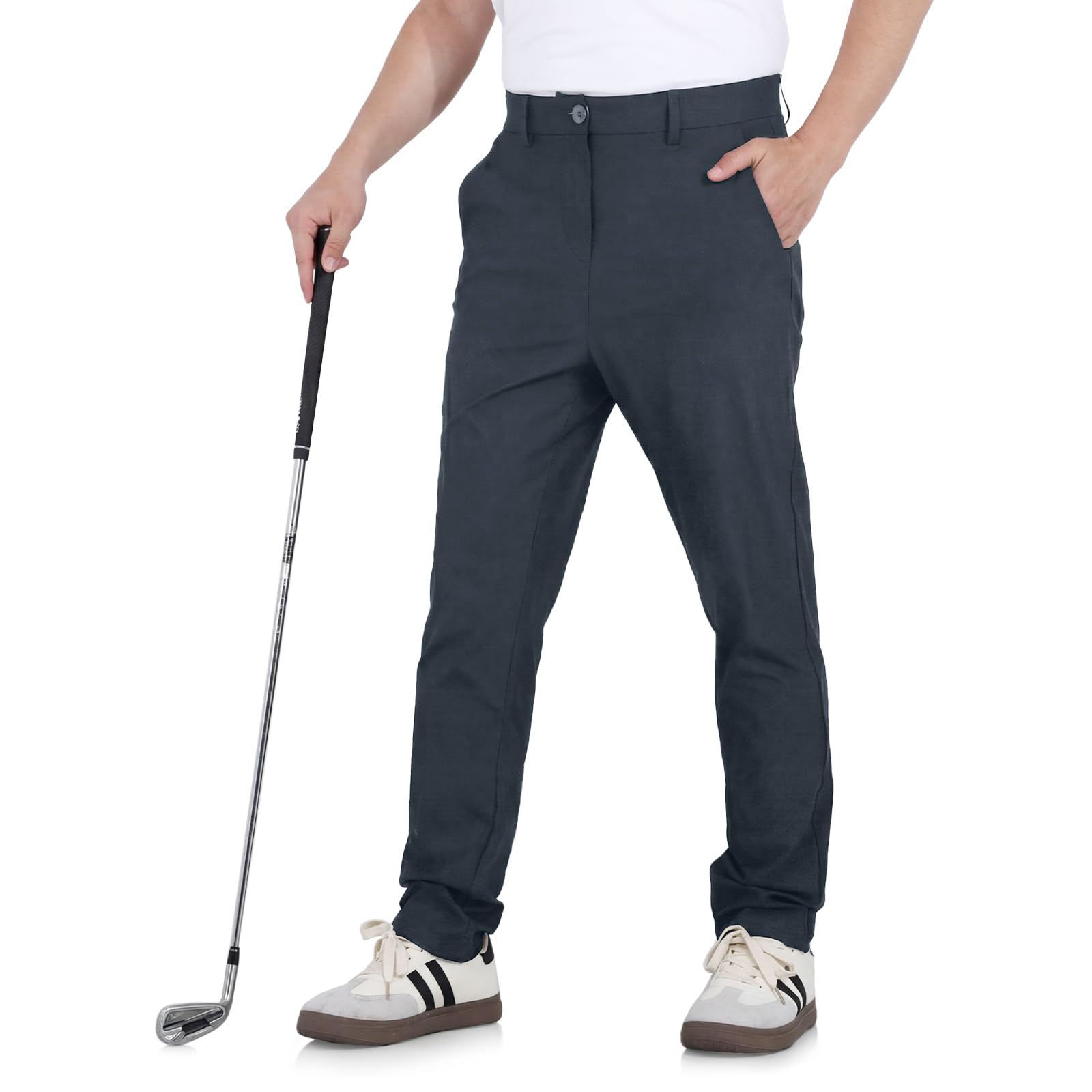 Pantalones de golf de corte clásico para hombre, elásticos, transpirables y de secado rápido, con cintura de agarre de silicona y bolsillos para una comodidad óptima en el campo de