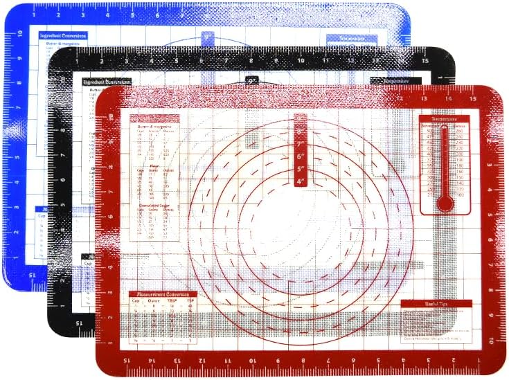 4 Pack Half Size 16.5"x11.6" Silicone Baking Mat with Measurements for Oven Baking 450F (Red Color), Non-Stick Food Safe Dough Pie Fondant Oven Liner, Extra Thick 0.7MM 24GA